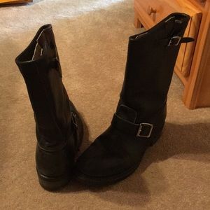 Black Motorcycle Boots with Buckle detail